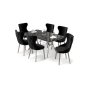 HANAH HOME Rasklopivi trpezarijski sto i stolice (7 delova) Esla Black Marble Chrome Black - slika 2