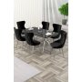HANAH HOME Rasklopivi trpezarijski sto i stolice (7 delova) Esla Black Marble Chrome Black - slika 1