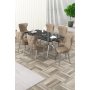 HANAH HOME Rasklopivi trpezarijski sto i stolice (7 delova) Esla Black Marble Chrome Cappuccino - slika 1