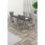 HANAH HOME Rasklopivi trpezarijski sto i stolice (7 delova) Esla Black Marble Chrome Grey - slika 1