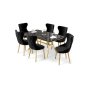 HANAH HOME Rasklopivi trpezarijski sto i stolice (7 delova) Esla Black Marble Gold Black - slika 2