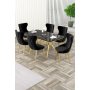 HANAH HOME Rasklopivi trpezarijski sto i stolice (7 delova) Esla Black Marble Gold Black - slika 1