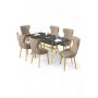 HANAH HOME Rasklopivi trpezarijski sto i stolice (7 delova) Esla Black Marble Gold Cappuccino - slika 2