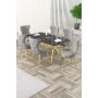 HANAH HOME Rasklopivi trpezarijski sto i stolice (7 delova) Esla Black Marble Gold Grey - slika 1