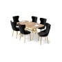 HANAH HOME Rasklopivi trpezarijski sto i stolice (7 delova) Esla Hrast Gold Black - slika 2