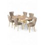 HANAH HOME Rasklopivi trpezarijski sto i stolice (7 delova) Esla Hrast Gold Cappuccino - slika 1