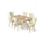 HANAH HOME Rastegljivi trpezarijski sto i stolice (7 delova) Esla Hrast Gold Cream - slika 2