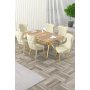 HANAH HOME Rastegljivi trpezarijski sto i stolice (7 delova) Esla Hrast Gold Cream - slika 1