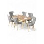 HANAH HOME Rasklopivi trpezarijski sto i stolice (7 delova) Esla Hrast Gold Grey - slika 2