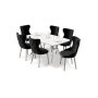 HANAH HOME Rasklopivi trpezarijski sto i stolice (7 delova) Esla White Marble Chrome Black - slika 2