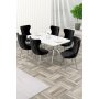HANAH HOME Rasklopivi trpezarijski sto i stolice (7 delova) Esla White Marble Chrome Black - slika 1