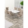 HANAH HOME Rasklopivi trpezarijski sto i stolice (7 delova) Esla White Marble Chrome Cappuccino - slika 2