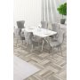 HANAH HOME Rasklopivi trpezarijski sto i stolice (7 delova) Esla White Marble Chrome Grey - slika 1