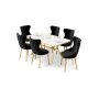 HANAH HOME Rasklopivi trpezarijski sto i stolice (7 delova) Esla White Marble Gold Black - slika 2