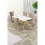 HANAH HOME Rasklopivi i trpezarijski sto i stolice (7 delova) Esla White Marble Gold Cappuccino - slika 1
