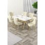 HANAH HOME Rasklopivi trpezarijski sto i stolice (7 delova) Esla White Marble Gold Cream - slika 2