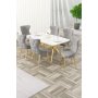 HANAH HOME Rasklopivi trpezarijski sto i stolice (7 delova) Esla White Marble Gold Grey - slika 2