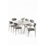 HANAH HOME Set trpezarijskog stola i stolica (7 delova) Olya White Marble Chrome Grey - slika 2