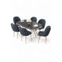 HANAH HOME Set trpezarijskog stola i stolica (7 delova) Zae Black Marble Chrome Anthracite - slika 2