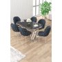 HANAH HOME Set trpezarijskog stola i stolica (7 delova) Zae Black Marble Chrome Anthracite - slika 1