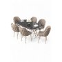 HANAH HOME Set trpezarijskog stola i stolica (7 delova) Zae Black Marble Chrome Cappuccino - slika 2
