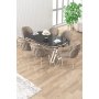HANAH HOME Set trpezarijskog stola i stolica (7 delova) Zae Black Marble Chrome Cappuccino - slika 1