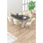 HANAH HOME Set trpezarijskog stola i stolica (7 delova) Zae Black Marble Chrome Cream - slika 1