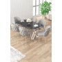 HANAH HOME Set trpezarijskog stola i stolica (7 delova) Zae Black Marble Chrome Grey - slika 1