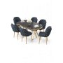 HANAH HOME Set trpezarijskog stola i stolica (7 delova) Zae Black Marble Gold Anthracite - slika 1