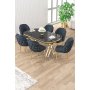 HANAH HOME Set trpezarijskog stola i stolica (7 delova) Zae Black Marble Gold Anthracite - slika 2