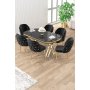 HANAH HOME Set trpezarijskog stola i stolica (7 delova) Zae Black Marble Gold Black - slika 1