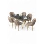 HANAH HOME Set trpezarijskog stola i stolica (7 delova) Zae Black Marble Gold Cappuccino - slika 2