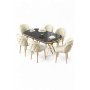 HANAH HOME Set trpezarijskog stola i stolica (7 delova) Zae Black Marble Gold Cream - slika 2