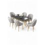 HANAH HOME Set trpezarijskog stola i stolica (7 delova) Zae Black Marble Gold Grey - slika 2