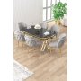 HANAH HOME Set trpezarijskog stola i stolica (7 delova) Zae Black Marble Gold Grey - slika 1