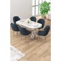 HANAH HOME Set trpezarijskog stola i stolica (7 delova) Zae White Marble Chrome Anthracite - slika 1