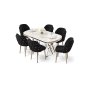 HANAH HOME Set trpezarijskog stola i stolica (7 delova) Zae White Marble Chrome Black - slika 2