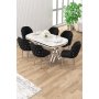 HANAH HOME Set trpezarijskog stola i stolica (7 delova) Zae White Marble Chrome Black - slika 1