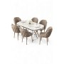 HANAH HOME Set trpezarijskog stola i stolica (7 delova) Zae White Marble Chrome Cappuccino - slika 1