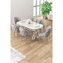 HANAH HOME Set trpezarijskog stola i stolica (7 delova) Zae White Marble Chrome Grey - slika 2