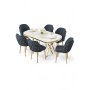 HANAH HOME Set trpezarijskog stola i stolica (7 delova) Zae White Marble Gold Anthracite - slika 2