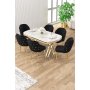 HANAH HOME Set trpezarijskog stola i stolica (7 delova) Zae White Marble Gold Black - slika 1