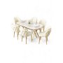 HANAH HOME Set trpezarijskog stola i stolica (7 delova) Zae White Marble Gold Cream - slika 1