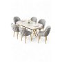 HANAH HOME Set trpezarijskog stola i stolica (7 delova) Zae White Marble Gold Grey - slika 1