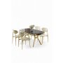 HANAH HOME Set trpezarijskog stola i stolica (5 delova) Olya Black Marble Gold Cream - slika 1