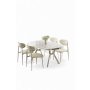 HANAH HOME Set trpezarijskog stola i stolica (5 delova) Olya White Marble Chrome Cream - slika 2