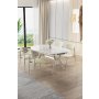 HANAH HOME Set trpezarijskog stola i stolica (5 delova) Olya White Marble Chrome Cream - slika 1