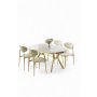 HANAH HOME Set trpezarijskog stola i stolica (5 delova) Olya White Marble Gold Cream - slika 2