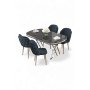 HANAH HOME Set trpezarijskog stola i stolica (5 delova) Zae Black Marble Chrome Anthracite - slika 2