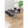 HANAH HOME Set trpezarijskog stola i stolica (5 delova) Zae Black Marble Chrome Anthracite - slika 1